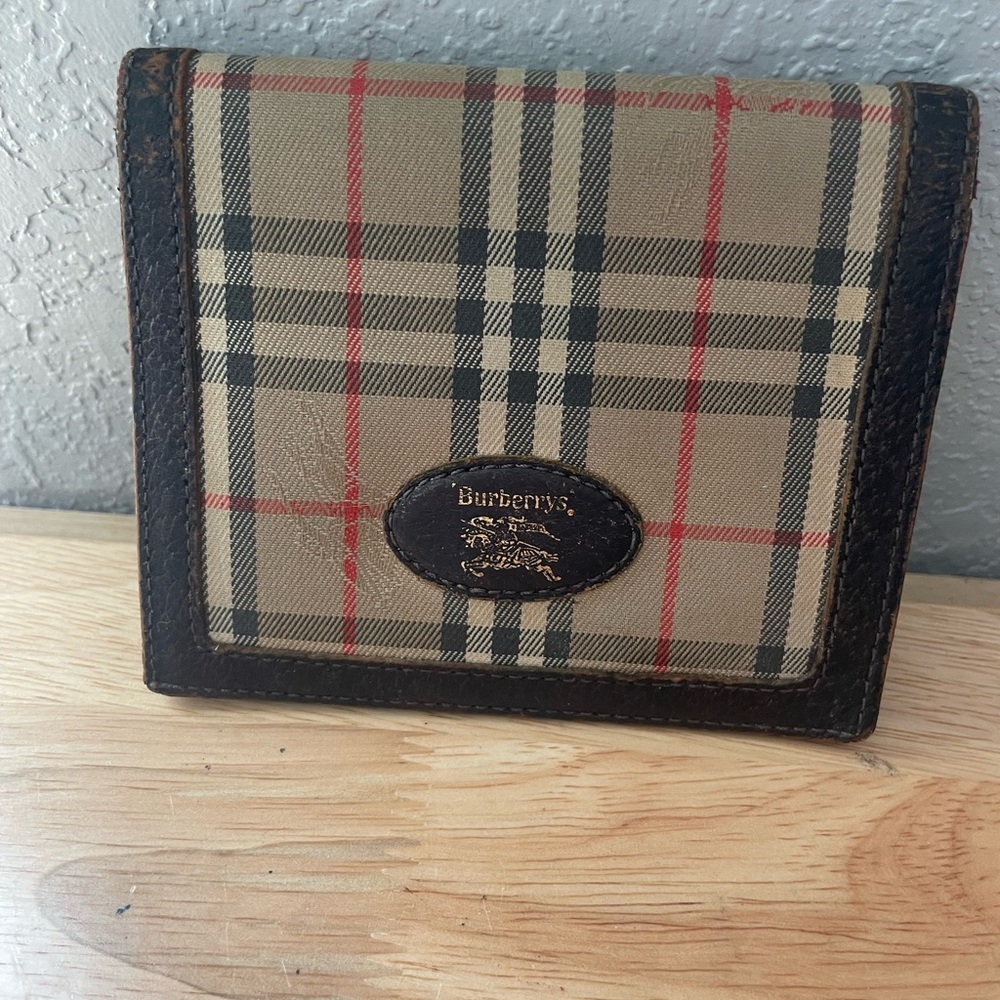 Burberry Beige and Black Check Wallet